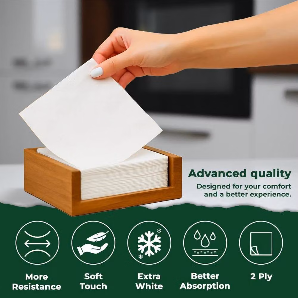 ECONX White 2-Ply Paper Napkins, 40 cm, Pack of 100 – 5