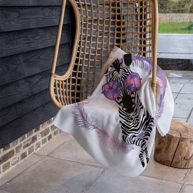 Benjamin Tate Design Pink Zebra Fleece Blanket, W: 120 cm, D: 150 cm – 1