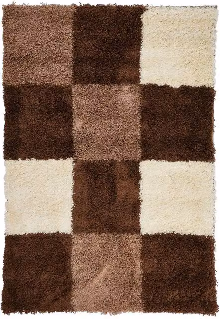 Bravich LTD California Checked Thick Shaggy Rug in Brown, W: 60 cm, D: 110 cm – 1
