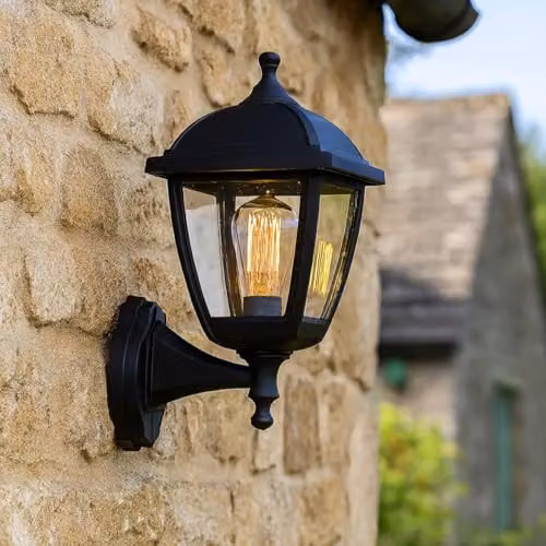 CGC Lighting Black Outdoor Wall Lantern with Transparent Polycarbonate Diffuser IP44 Rated – 3
