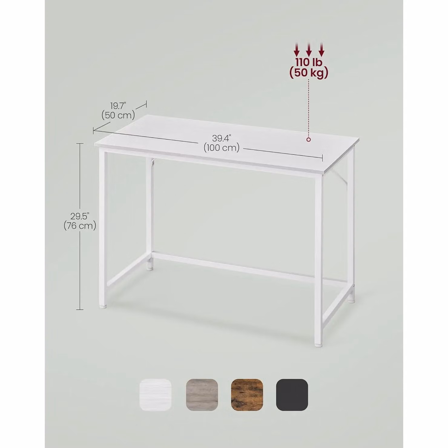 VASAGLE Industrial Computer Desk in White – 2