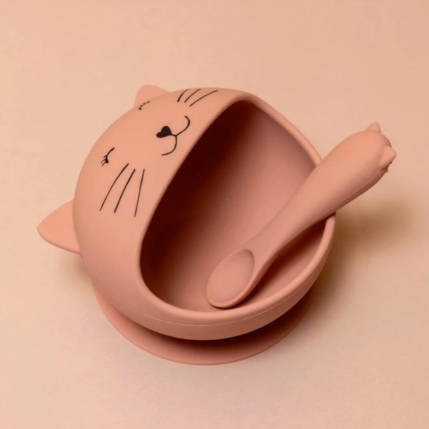 Trixie First Baby Meal Set Mrs. Cat in Pink Silicone – 2
