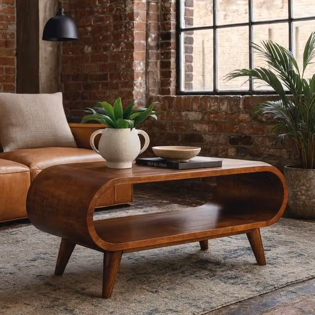 Wyld Haus Porquerolles Nordic Mango Wood Low Coffee Table in Brown, W/D/H: 90.0 x 40.0 x 35.0 cm – 1