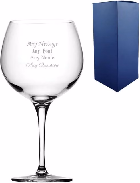 Uniqueful Personalised Engraved Gin Balloon Cocktail Glass, Clear, 550ml