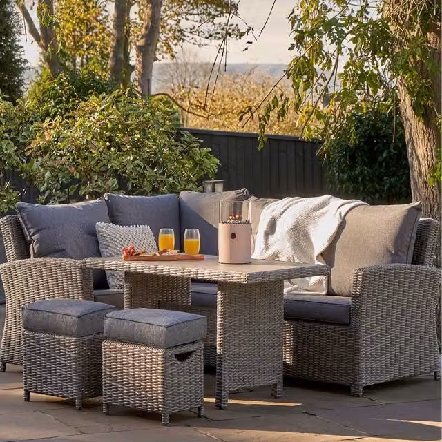 Pacific Lifestyle 6 Seater Rattan Outdoor Garden Furniture Corner Set in Grey