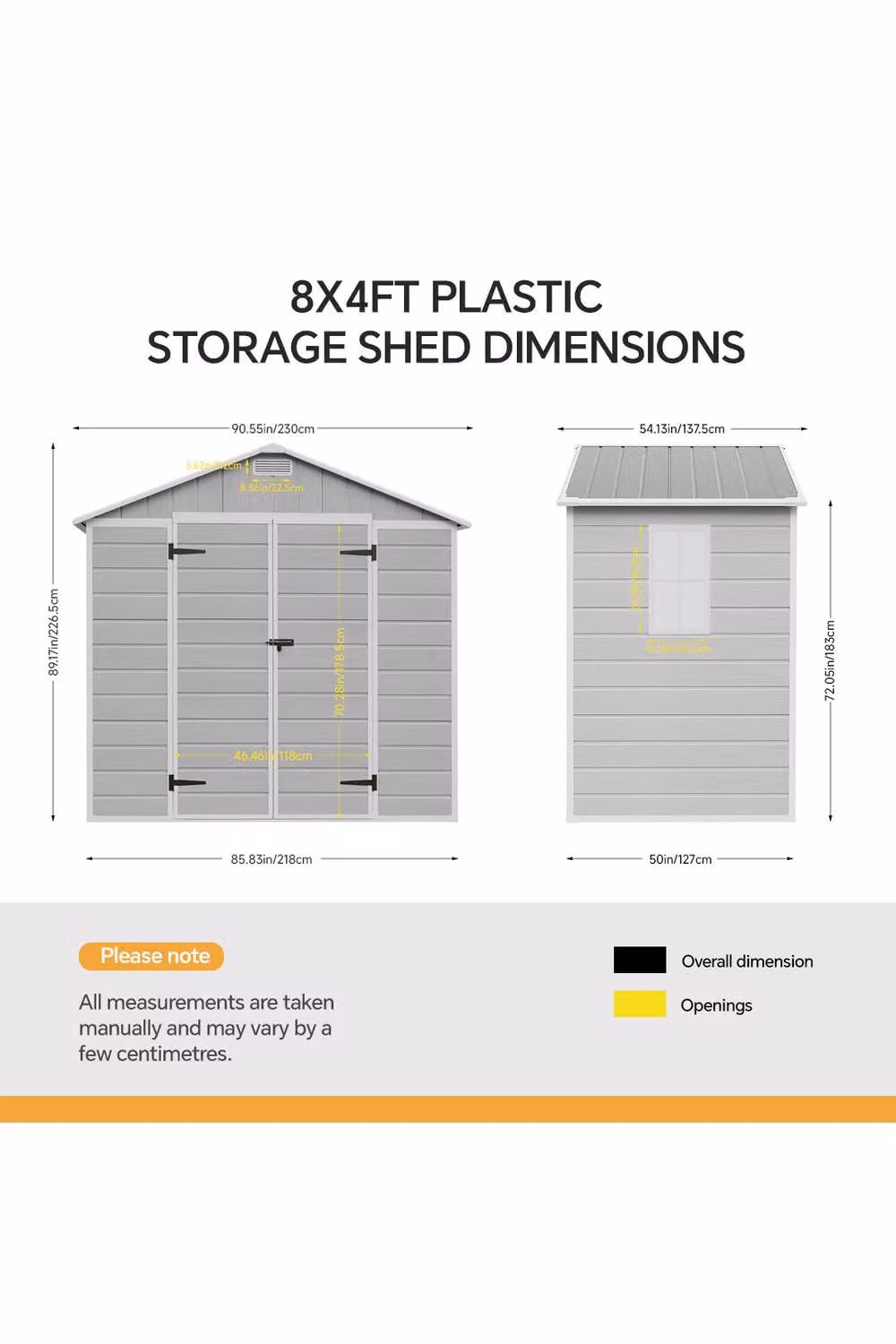 Living and Home Large Gable Garden Storage Shed in Grey, W: 243.84 cm, D: 127.0 cm, H: 226.5 cm – 3