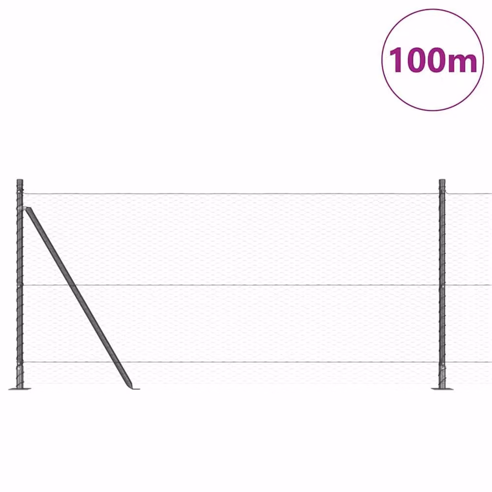 Berkfield Home Grey Powder-Coated Steel Hexagon Fence, 1 x 100 m – 2