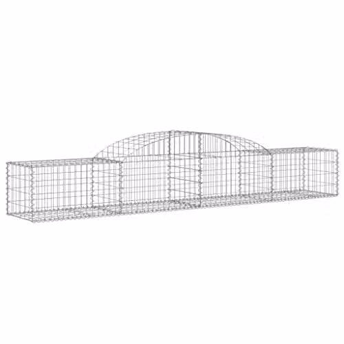 vidaXL 25-Piece Arched Gabion Baskets in Silver Galvanised Steel, W/D/H: 300 x 50 x 40/60 cm