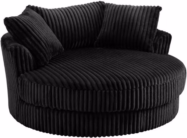 Home Detail Sky Corduroy Swivel Loveseat in Black – 1