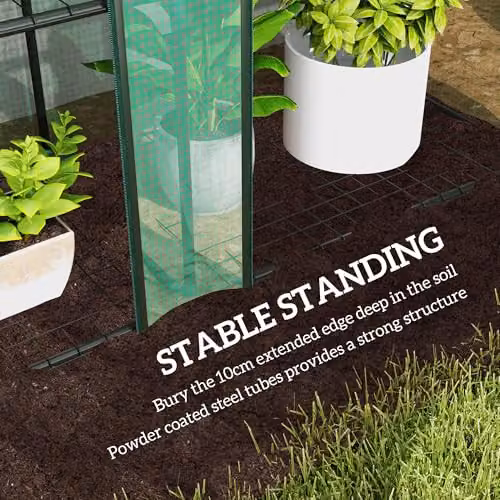 Outsunny 3 Tier Lean-to Mini Greenhouse with PE Cover, Green, W/D/H: 46 x 46 x 151 cm – 4