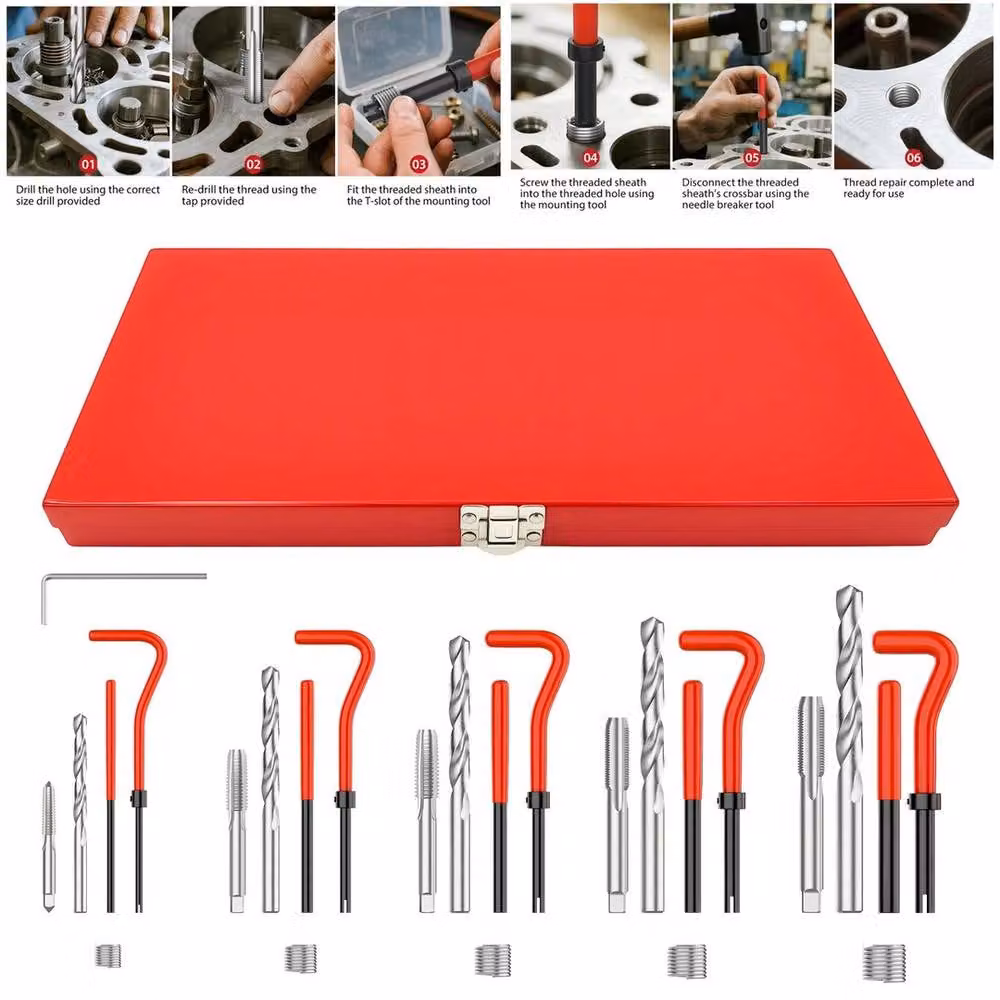 Kelvenix 131-Piece HSS Metric Thread Repair and Helicoil Drill Bit Set in Silver – 3