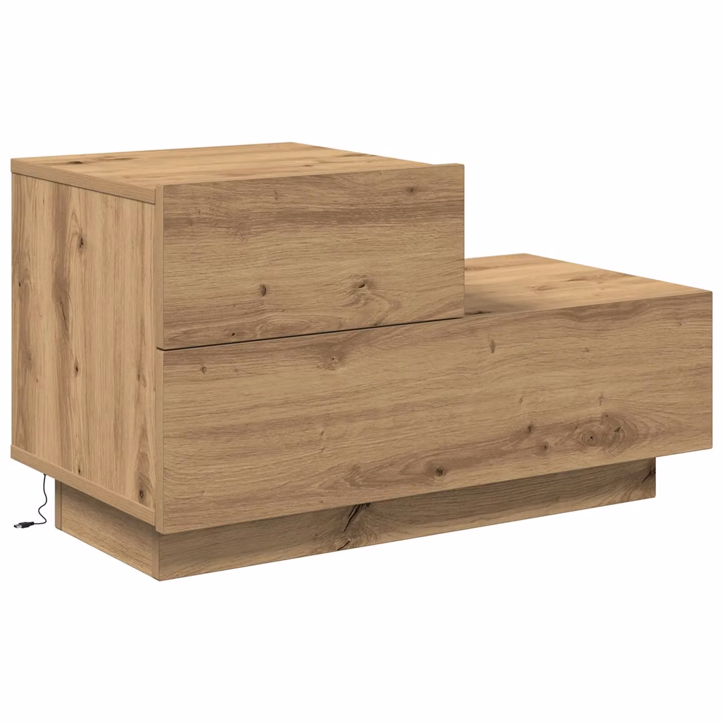 Berkfield Home Artisan Oak Bedside Cabinet with Integrated LED Lights, Brown, W: 100 cm, D: 36 cm, H: 49 cm – 2