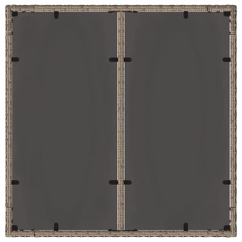Berkfield Home Grey Poly Rattan Garden Table with Glass Top, W/D/H: 90 x 90 x 75 cm – 3