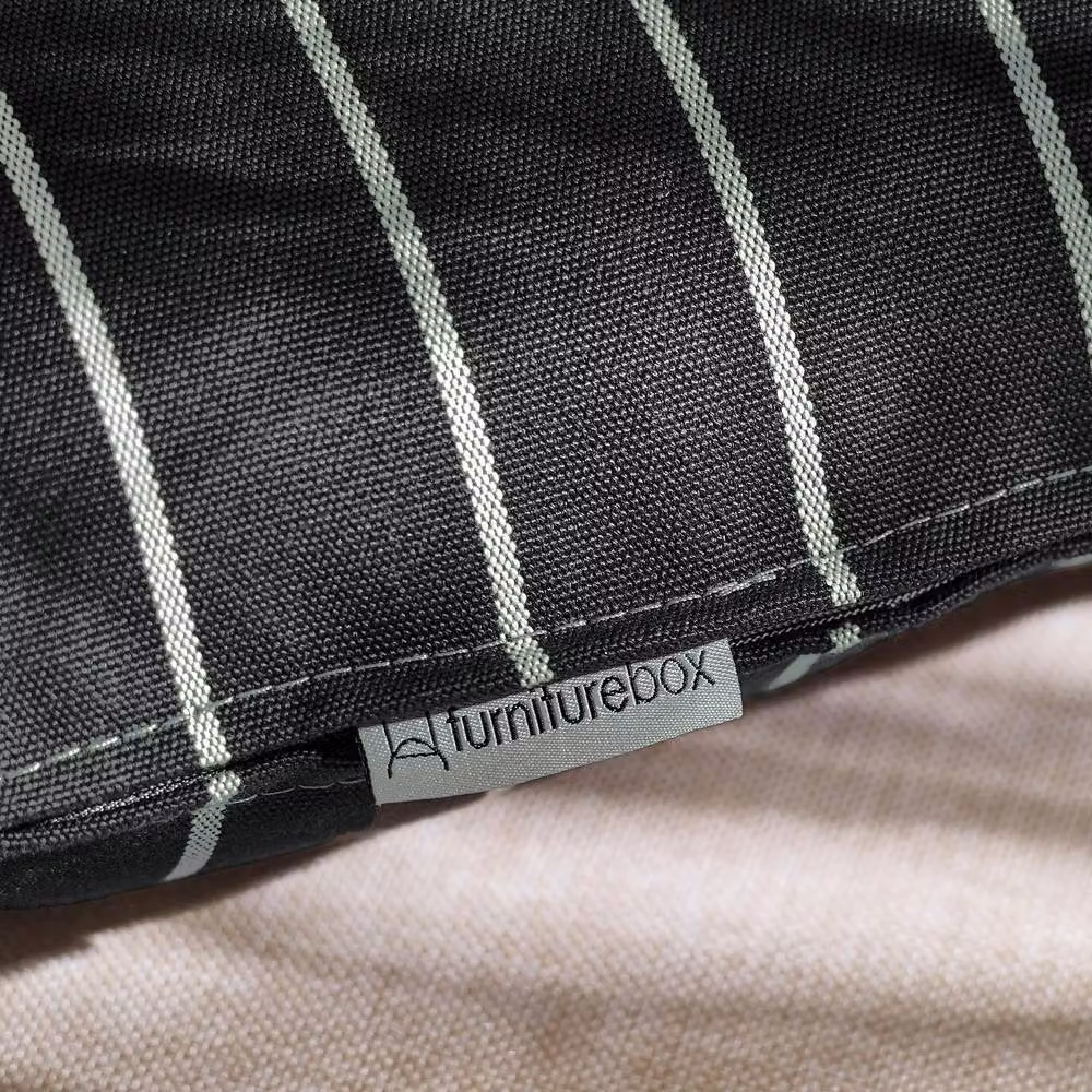 FurnitureboxUK Pair of Black Striped Square Outdoor Polyester Cushions, W/D/H: 43 x 43 x 43 cm – 2