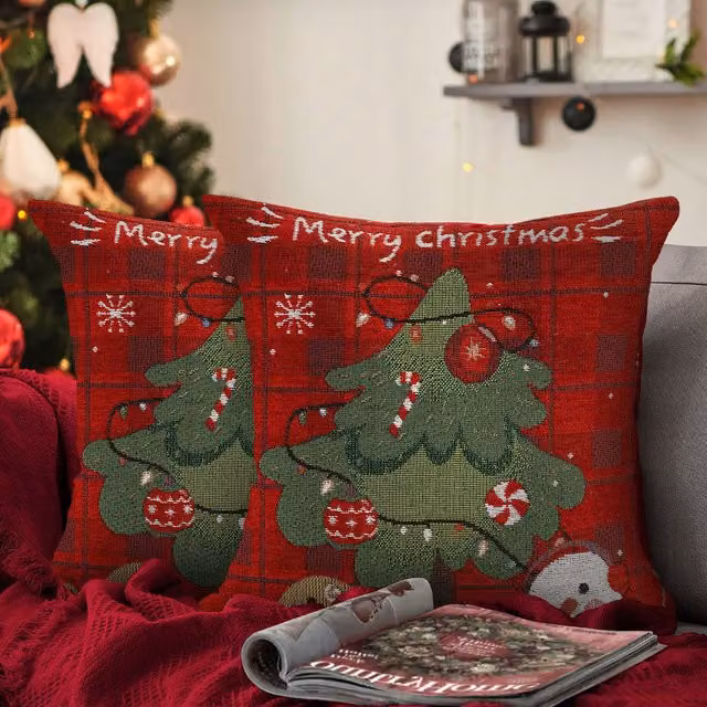 Velosso Christmas Tree Filled Square Cushion, Multicolour, W/D/H: 43 x 43 x 43 cm – 1