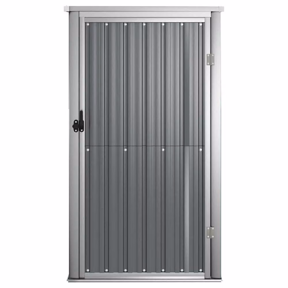 Berkfield Home Grey Galvanised Steel Garden Tool Shed Pent Tall Cabinet W/D/H: 88 x 89 x 161 cm – 3