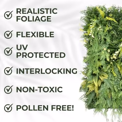Ark Mat Realistic Artificial Plant Living Wall Panels, Green, W x H: 100 x 100 cm – 4