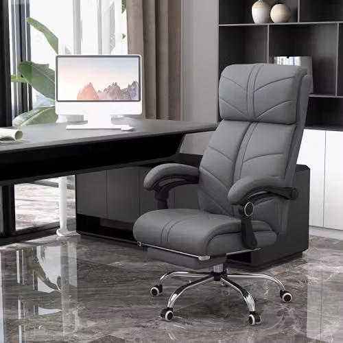 Vinsetto Grey Synthetic Leather Executive Massage Office Chair with Heating and 4-Point Vibration – 2
