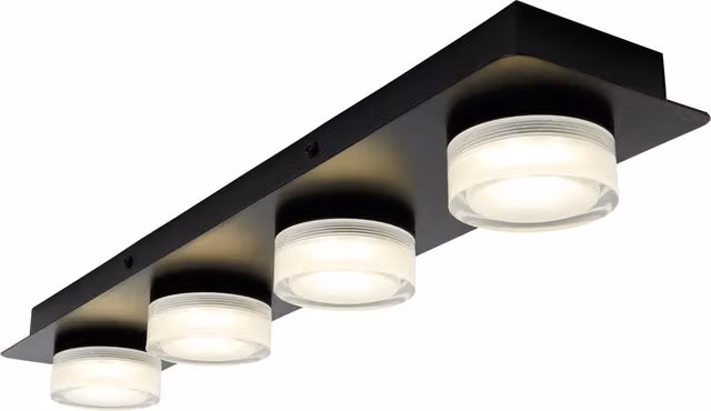 Litecraft Bolton 4 Light Black Bathroom Spotlight Bar Ceiling Light