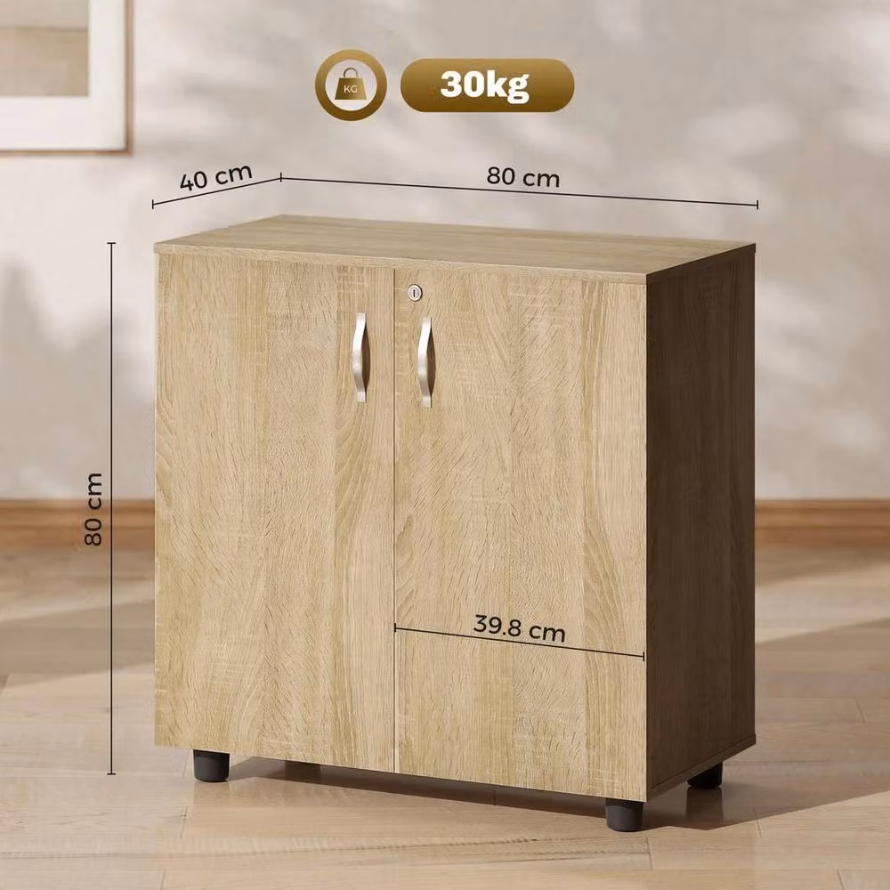 FORGEVIO 2-Tier Locking Office Filing Cabinet in Oak Brown, W/D/H: 80 x 40 x 80 cm – 2