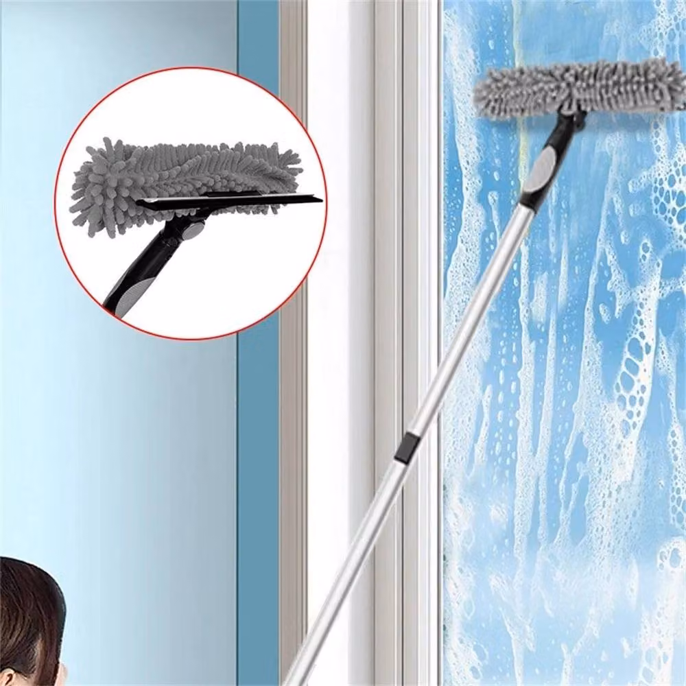 EONLION Telescopic Window Squeegee Cleaner with Scraper and Microfibre Head, Grey, Width: 100 cm – 4