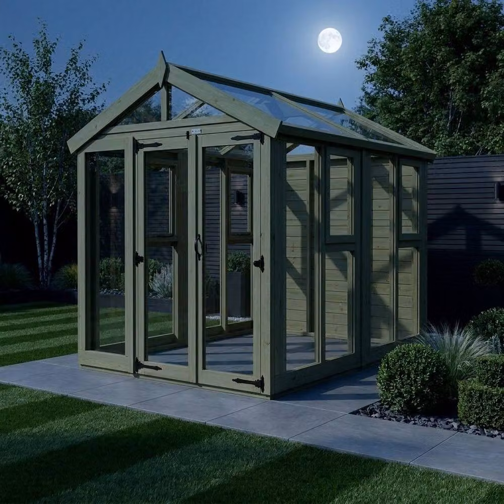 Buttercup Farm Apex Glass Greenhouse in Brown, W: 244 cm, D: 183 cm, H: 210 cm – 2