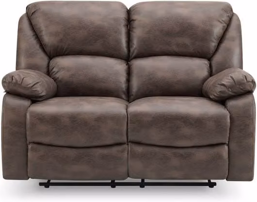 TGC George Brown Brown Faux Leather 2 Seater Manual Recliner Sofa