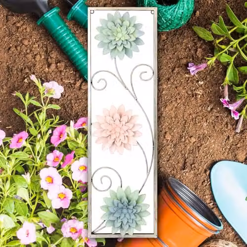 VFM e-Store Multicolour Floral Metal Wall Art, W: 71 cm, H: 21 cm – 6