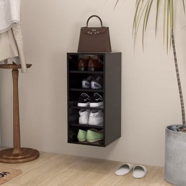 Berkfield Home Modern Black Shoe Cabinet with Internal Shelves, W/D/H: 31.5 x 35 x 70 cm
