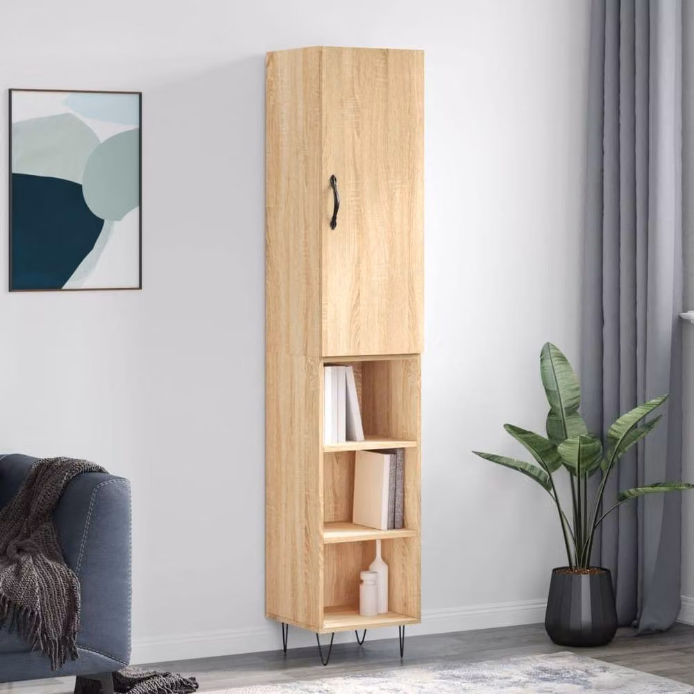 Berkfield Home Sonoma Oak Highboard in Brown and Beige, W/D/H: 34.5 x 34.0 x 180.0 cm – 2