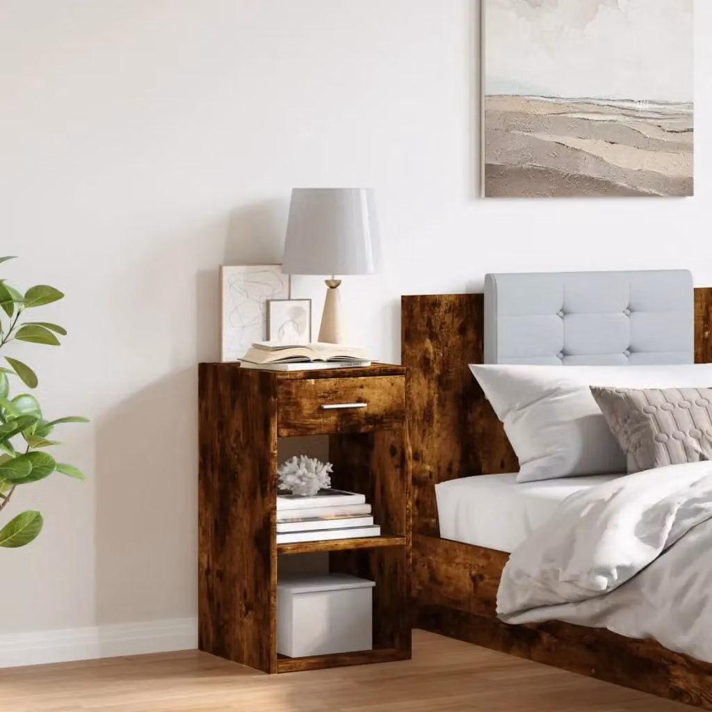 Berkfield Home Bedside Cabinet in Smoked Oak Brown, W/D/H: 35 x 34 x 65 cm – 3