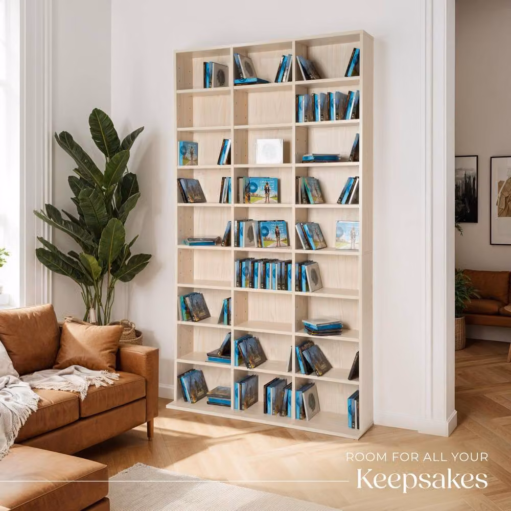 tectake Christel CD Shelf Unit in Brown with 27 Compartments and Adjustable Shelves – 3
