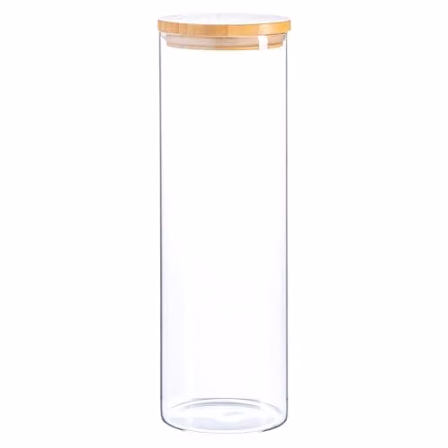 Argon Tableware Scandi Airtight Glass Storage Jar with Wooden Lid, 2 Litre, Transparent