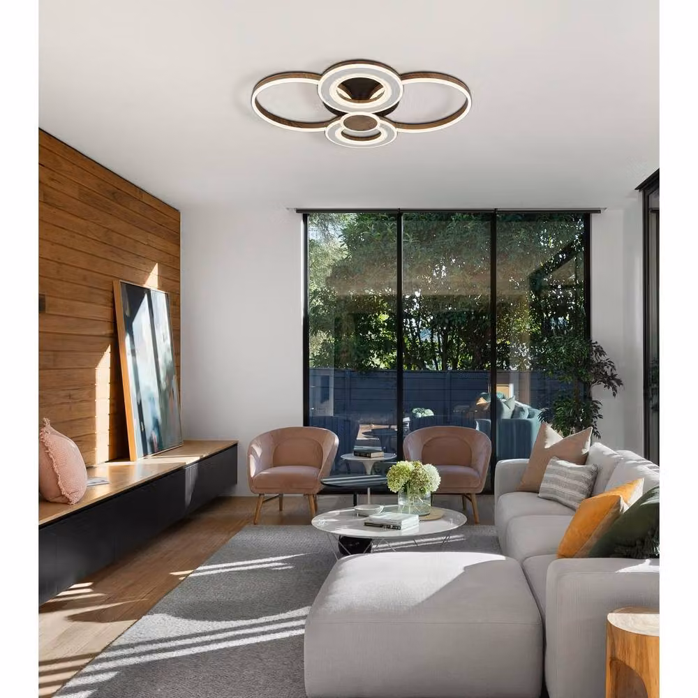 Netlighting Mara Semi Flush Ceiling Light in Matt Black with Dimmable LED – 2