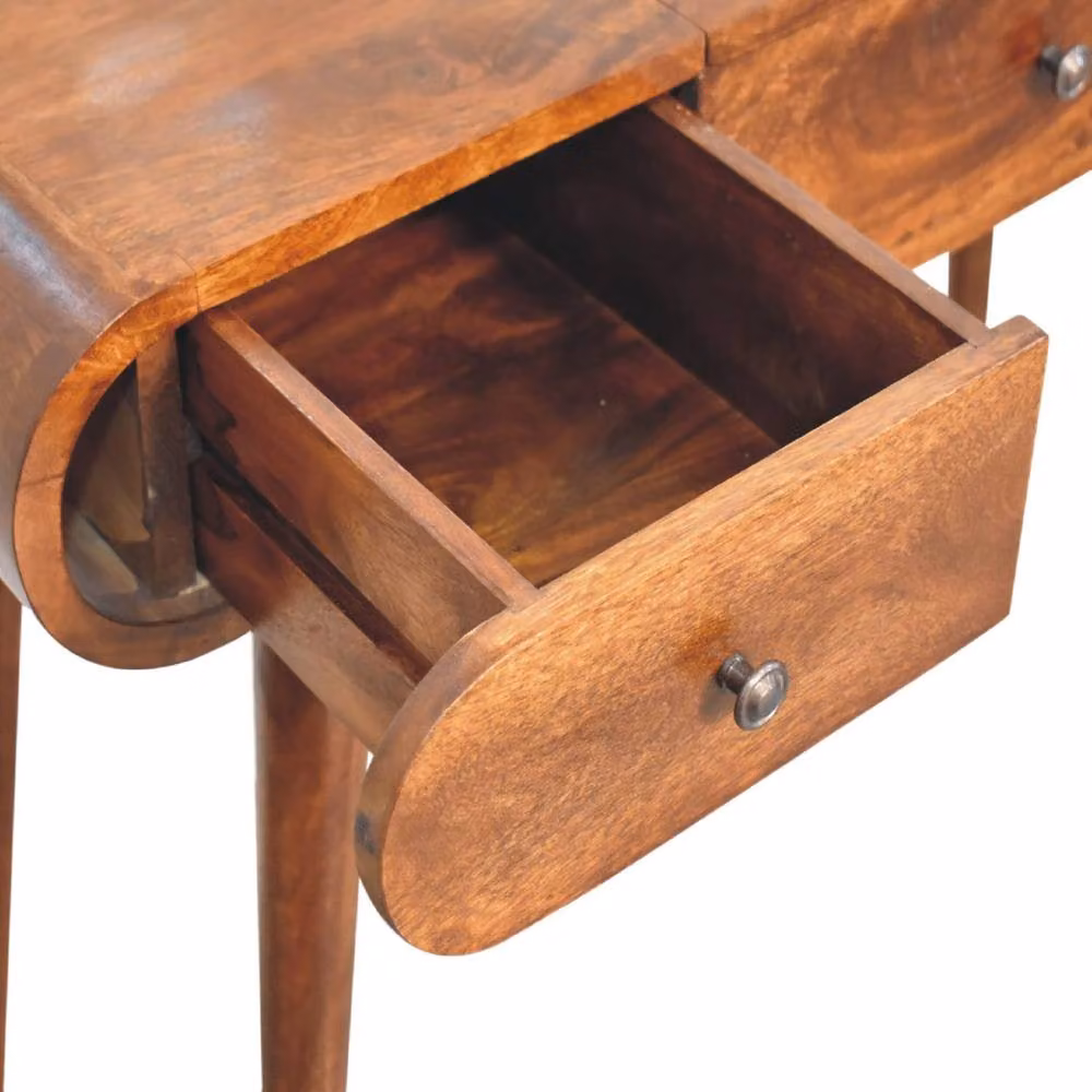 Wyld Haus Tha Ruea Chestnut Mango Wood Dressing Table with Foldable Mirror in Brown, W/D/H: 80 x 40 x 100 cm – 3