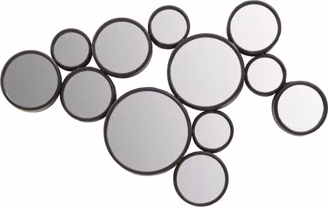 Orsina Persephone Modern Round Abstract Black Metal Wall Mirror