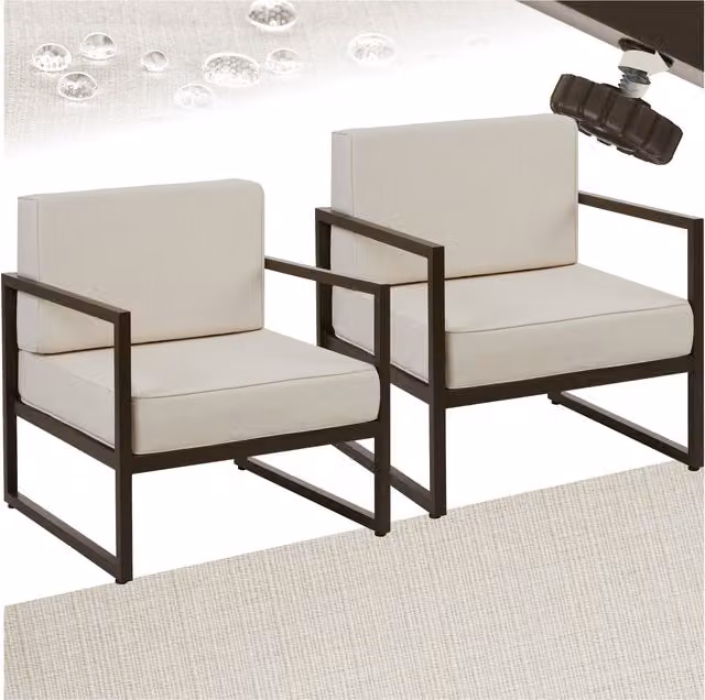tectake Comosa Garden Chair with Padding and Water-Repellent Covers in Beige and Grey