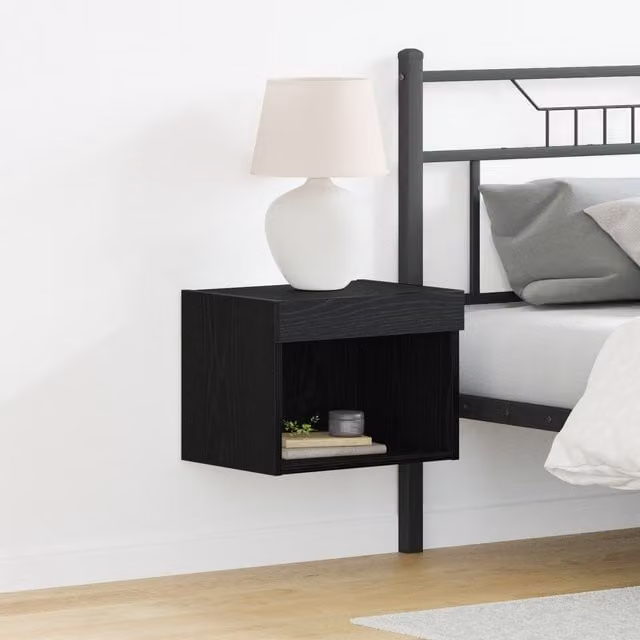 Berkfield Home Modern Wall Mounted Cabinet with Integrated LED Lights in Black Oak, W: 40 cm, D: 30 cm, H: 30 cm