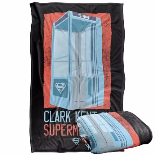 Warner Bros. Superman Phonebooth Clark Kent Silky Touch Super Soft Fleece Throw Blanket, Multicolour, W: 91 cm, D: 147 cm – 1