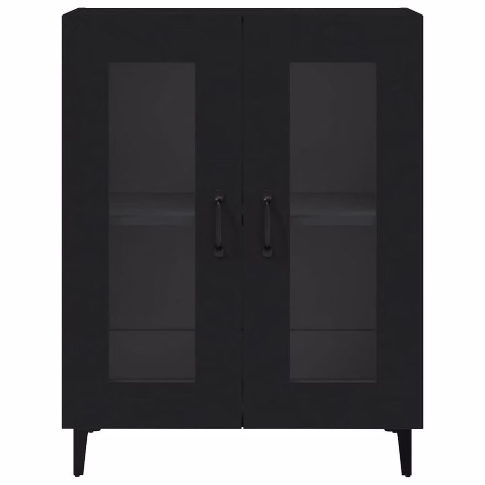 Berkfield Home Black Matt Sideboard with Glass Doors, W/D/H: 69.5 x 34 x 90 cm – 4