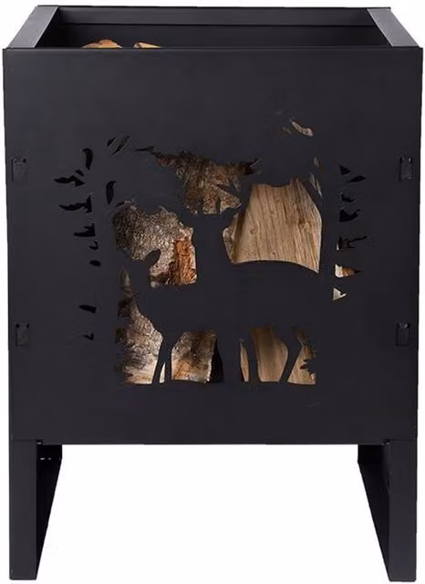 Fallen Fruits Square Deer Fire Basket in Black