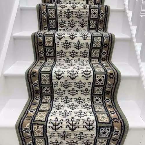 runrug Mayan Green Soft and Comfortable Stair Runner, W: 70 cm, L: 630 cm – 5