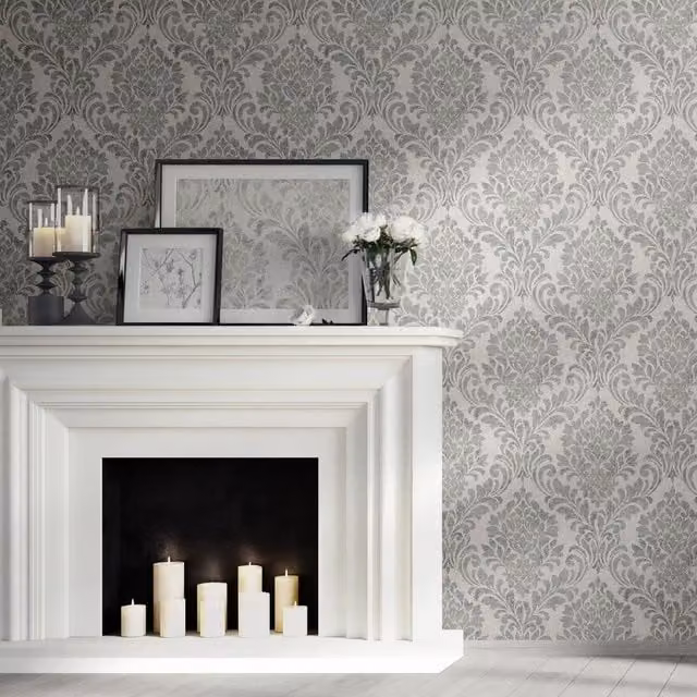Darcy James Abstract Floral Classic Wallpaper in Grey