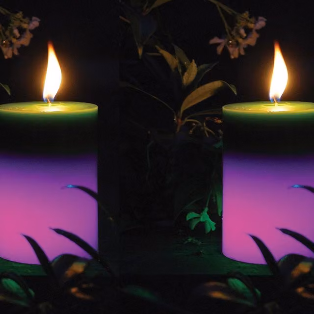 The Buzz Multicolour Citronella LED Colour Changing Pillar Candle, Green, 850g