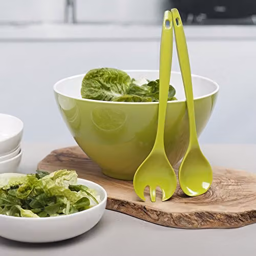 Zeal Melamine Salad Bowl and Server Set in Green and White – 2