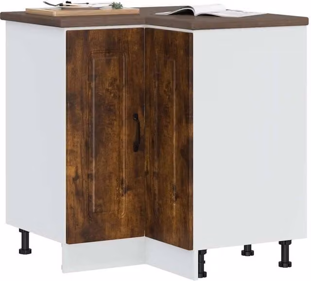 Berkfield Home Kalmar Corner Base Kitchen Cabinet in Smoked Oak Brown Engineered Wood – 1