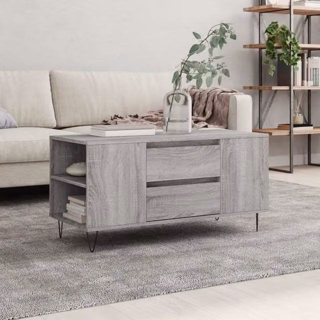 Berkfield Home Grey Sonoma Coffee Table, W: 102 cm, D: 44.5 cm, H: 50 cm – 1