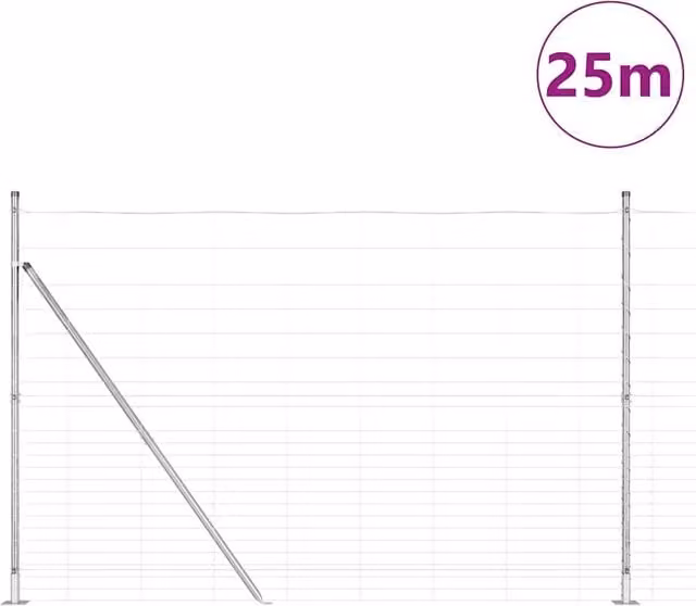 Berkfield Home Modern Field Fence in Silver Galvanised Steel, 1.6 x 25 m – 1