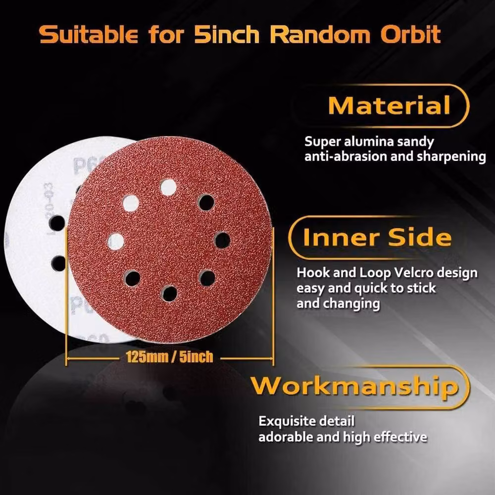 FLAVORA 150pcs Red Sanding Discs for Wood and Metal, 125mm – 4
