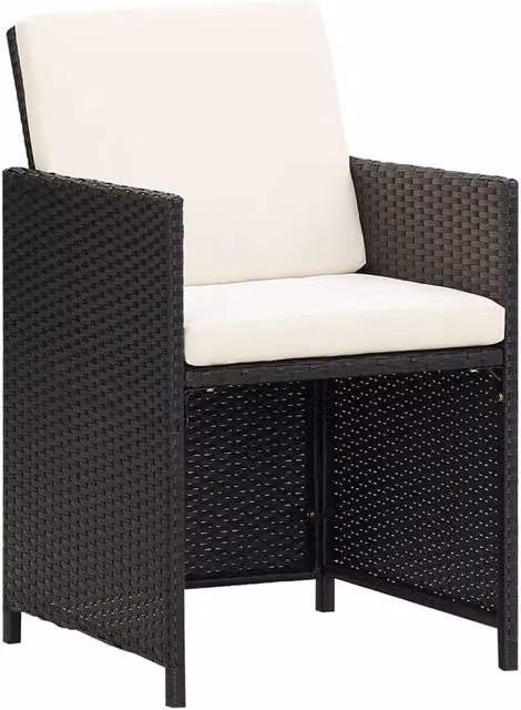 Berkfield Home Set of 4 Black Poly Rattan Garden Dining Chairs with Cushions